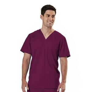 NWT! Edge‎ by IRG Men's V Neck Scrub Top style 2851 WINE/X-LARGE